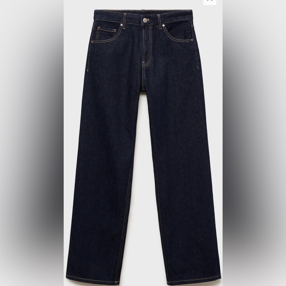 Mango Women's Dark Blue Straight Leg Jeans